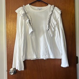 Ruffle Bell-Sleeve Knit Top